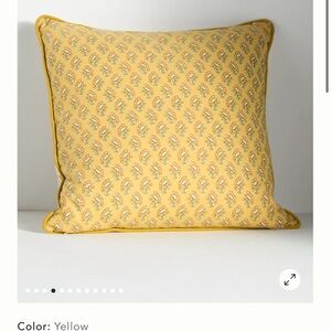 NWOT Anthropologie Cotton Mix Print Floral Pillow - yellow, 18x18